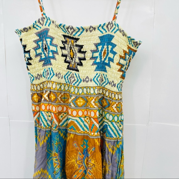 Skoozi Multi Color Aztec Midi Dress L - Picture 2 of 5